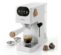 briebe Nordic Macchina Caffè Espresso 20 Bar, Compatibile con Capsule Nespresso e Caffè Macinato Semiautomatica Professionale 1350W, Montalatte, Display Touch, 1,2L, Design Scandinavo, Bianco