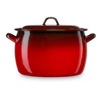 briebe Pentola bombata cucina a induzione 26 cm, casseruola 10 L grande con coperchio in acciaio smaltato vetrificato, adatta piano cottura, fuoco, gas, forno, Ignea vintage rosso