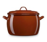 briebe Pentola bombata cucina a induzione 34 cm, casseruola 20 L grande con coperchio in acciaio smaltato vetrificato, adatta piano cottura, gas, forno, terra vintage marrone piastrelle