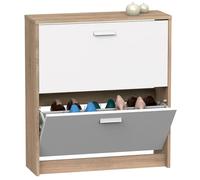 briebe Scarpiera ingresso corridoio, mobile ausiliario stretto in legno per scarpe, 2 porte, 82 x 74 x 25 cm (altezza x larghezza x profondità), 12 paia circa, Nova (Cambrian/Bianco)