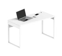 briebe Scrivania, Tavolo per computer ufficio, studio, gambe struttura metallica 76 x 135 x 60 cm (altezza x larghezza x profondità) Design industriale, 2 porte USB integrate, Desk, Smuk Bianco