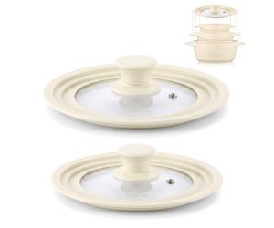 briebe TotaLid Set 2 Coperchi Universali per Padella 18-20-22/24-26-28cm | Multidiametro Bordo in Silicone, Vetro, senza BPA, per Pentole, Crema