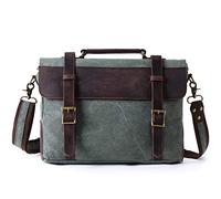 Briefcase Laptop Bag Cartella in pelle uomo resistente telo impermeabile per Business/college/donne/uomini,verde