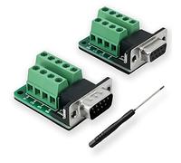 BRIEFCEC DB9 Breakout Board, DB9 - Adattatore seriale RS-232 a 9 pin senza saldatura, con cuscinetto isolato, (1 spina + 1 femmina)