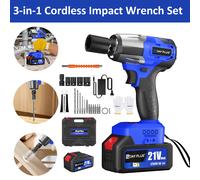 BRIEFNESS 21V Avvitatore a percussione a batteria Trapano avvitatore Riparazione auto Set di pistole per dadi ruota + 1 o 2 batterie da 4,0 Ah + caricatore rapido + cassetta degli attrezzi With 1 Batt