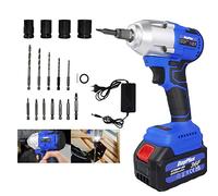 BRIEFNESS Avvitatore elettrico senza fili con set di chiavi a bussola e punte e valigetta per il trasporto, coppia 420 N.m, 2900 rpm, 1/2 pollici, 6000 mAh, batteria agli ioni di litio per dadi auto
