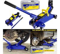 BRIEFNESS Carrello idraulico in acciaio da 2 tonnellate, altezza di sollevamento piatta 135-320 mm, 360 ° sollevatore per manutenzione auto con ruote, staffa per gru