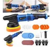 BRIEFNESS Kit lucidatore a doppia azione da 6000 W a 6 velocità, lucidatura professionale per mobili per auto, con tamponi, correzione vernice, lucidatrice DA