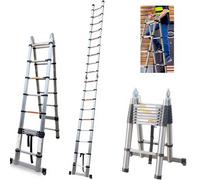 BRIEFNESS Scala pieghevole 5M con barra stabilizzatrice Barra di supporto Scala a spina di pesce tipo A Scala in alluminio Scala da arrampicata