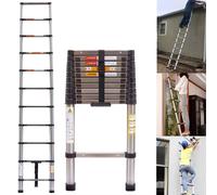 BRIEFNESS Scala telescopica in acciaio inossidabile da 3,8 M/12,5 piedi EN131 Lampadina per soffitta estensibile certificata Riparazione del tetto di ricambio