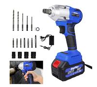 BRIEFNESS Set di cacciaviti a percussione a batteria, 420N.m, coppia 1/2, con 4 inserti e punte e valigetta per il trasporto, 2 batterie agli ioni di litio da 6000 mAh, 2900 RPM