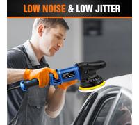 BRIEFNESS Tampone per lucidatrice elettrica da 5000 W a doppia azione, con piastra da 120 mm, 6 velocità variabile 2800-5800 giri/min, tampone in spugna, tampone in lana da 5 pollici