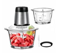 BRIEFNESS Tritacarne elettrico da 2 litri e tritatutto per verdure, robot da cucina da 300 W, 2 velocità per noci/cipolla, frullatore e affettatrice da cucina