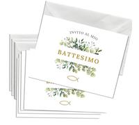 Briefzauber 12 inviti battesimo con 12 buste | Inviti per celebrazioni e ricorrenze per bambini e adulti | Set DIN A6 con guida alla compilazione | Vari motivi (Battesimo - floreal)