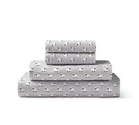 Brielle Home Flannel Sheet Set Cotton Soft Warm & Cozy Modern Chic with Elastic Deep Pockets, Full, Sheep Light Grey