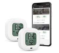 Brifit 2 Pezzi Termometro Igrometro Wireless Bluetooth, Sensore di Temperatura Umidità, Portata Wireless 35 m, Esportazione Dati, per IOS Android, Allarme, per Casa, Custodia per Chitarra, Serra