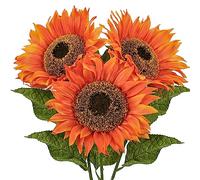 Briful 3 confezioni di girasoli arancioni artificiali grandi teste di girasole artificiali da 20,3 cm, altezza 81,3 cm, girasoli in seta, fiori finti per casa, giardino, decorazione per feste di nozze