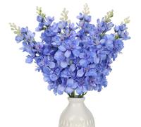 Briful 6 fiori artificiali di delphinium, 44,5 cm, fiori artificiali blu per decorazione, fiori finti delphinium, steli per composizioni floreali, decorazioni per la casa e le feste