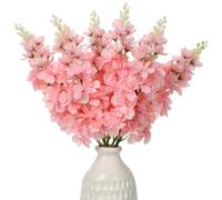 Briful 6 fiori artificiali di delphinium, 44,5 cm, fiori artificiali rosa per decorazione, fiori finti delphinium, steli per composizioni floreali, decorazioni per la casa e le feste