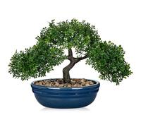 Briful Bonsai artificiale da 24,1 cm, pianta finta per bonsai verde Podocarpus, piante artificiali per interni, in vaso di ceramica, pianta finta per interni, decorazione per casa, ufficio, scrivania