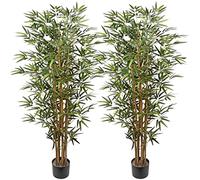 Briful Confezione da 2 alberi artificiali da 152,4 cm con canna naturale, piante di bambù artificiali in vaso, per casa, ufficio, atrio, giardino, decorazione