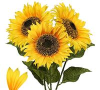 Briful Confezione da 3 girasoli artificiali grandi da 20,3 cm, altezza 83,8 cm, fiori artificiali in seta, girasoli finti per casa, giardino, decorazioni per feste di nozze
