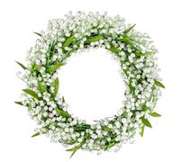 Briful Ghirlanda di fiori artificiale da 34 cm, con giglio della valle, per porta d'ingresso, primavera, estate, decorazione per casa, parete, finestra, festival