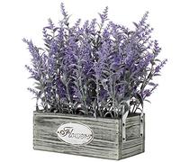 Briful Lavanda artificiale in vaso, pianta di lavanda artificiale, fiori di lavanda floccata in vaso di legno, piccole piante artificiali per la decorazione della casa, bagno, camera da letto