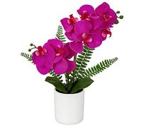 Briful Orchidea Artificiale in Vaso, Orchidee Finte da Interno, 15.9”/ 40CM Decorativo Vero Tocco Bonsai Tavolo da Pranzo centrotavola Ornamento da Bagno, Viola