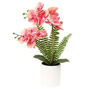 Briful Orchidea Artificiale in Vaso, Orchidee Finte da Interno, 15.9”/ 40CM Decorativo Vero Tocco Bonsai Tavolo da Pranzo centrotavola Ornamento da Bagno, Rosa