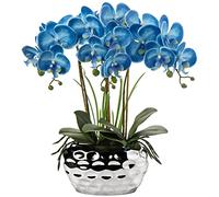 Briful Pianta artificiale Phalaenopsis, 44 cm, fiori artificiali realistici decorativi, orchidea bonsai, pianta artificiale in vaso di ceramica per tavolo, soggiorno, decorazione della casa