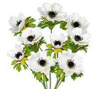 Briful Set di 3 anemoni artificiali, fiori artificiali come veri rami artificiali, fiori primaverili bianchi, lunghezza 55 cm, fiori decorativi per composizione floreale, decorazione per casa, resto