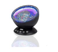 Bright Autism Calming Sensory Sea Lamp BLK- Night Light Projector for Kids, 7 Light Modes, Color Changing Music Player, Nature Relaxation Sounds -(Bla