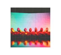 Bright Beautiful Colorful Art Print Building Brick Block Puzzle Square Creative Building Blocks Puzzle Home Desk Decor