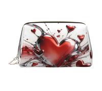 Bright Block Mix Print Travel Makeup Bag Large Cosmetic Bag, 3 tasche interne organizer per oggetti essenziali, Cuore Rosso Fiamma, One Size, Classico