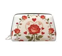 Bright Block Mix Print Travel Makeup Bag Large Cosmetic Bag, 3 tasche interne organizer per oggetti essenziali, Ghirlanda di rose, One Size, Classico
