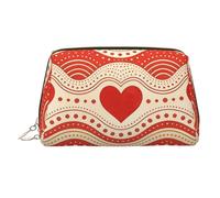 Bright Block Mix Print Travel Makeup Bag Large Cosmetic Bag, 3 tasche interne organizer per oggetti essenziali, Cuore Ondulazione, One Size, Classico