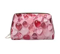 Bright Block Mix Print Travel Makeup Bag Large Cosmetic Bag, 3 tasche interne organizer per oggetti essenziali, Cuore Rosa Trasparente, One Size, Classico