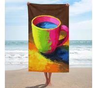 Bright Color Coffee Cup Kitchen Art Telo Mare Leggero Asciugamano Da Spiaggia Assorbente Telo Da Spiaggia Per Doccia Casa Sauna Spa 80X130Cm