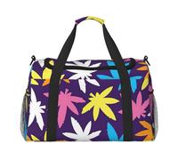 Bright Colorful Weed Pattern Print Funzionale Travel Tote Ampio Spazio Borsa Da Viaggio Pieghevole Carry On Tote per Weekender
