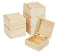 Bright Creations Confezione da 6 scatole in legno grezzo con coperchio incernierato, piccole scatole magnetiche in legno di pino, per artigianato e conservazione di gioielli, scatole in legno non