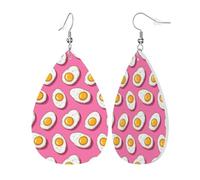 Bright Fried Egg Pink Print Orecchini Da Donna Moda Orecchino In Pelle Stampato Orecchini Per Tutti I Giorni Donne