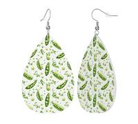Bright Green Beans Print Orecchini Moda Orecchino In Pelle Stampato Orecchini In Pelle Per Tutti I Giorni Carnevale