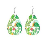 Bright Green Cactus And Succulent Orecchini In Pelle Leggera Orecchini Da Donna Penzolare Accessori Per Donne Tutti I Giorni Carnevale