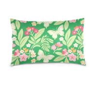 Bright Green Pink Flower Butterfly Standard/Queen Size più morbida federa in cotone bianco federe lisce morbide traspiranti funda para almohada larga con adornos 50,8 x 76,2 cm Set di 2
