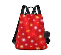 Bright Hearts Red - Zaino da donna con motivo floreale, chiusura posteriore con zip e tasche multiple per viaggi
