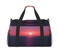 Bright Moon at Sea Hippie - Grande borsa per la spesa riutilizzabile, borsa per le vacanze, borsone sportivo con tracolla regolabile, nero, taglia unica, Nero , Taglia unica
