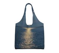 Bright Moon at Sea Hippie Print Canvas Tote Bags per le donne borsa della spesa riutilizzabile grande palestra tela panno sacchetto portatile borsa della spesa