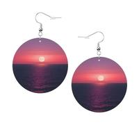 Bright Moon at Sea Hippie Print Orecchini in pelle da donna - Orecchini pendenti e a cerchio, perfetti per feste in costume, accessori per ragazze, Misura unica, Pelle