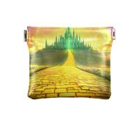 Bright Path - Portamonete giallo e verde, portafogli da donna sottili, portamonete in pelle, Percorso Luminoso Giallo Verde, 4.33x3.74In, Percorso Luminoso Giallo Verde